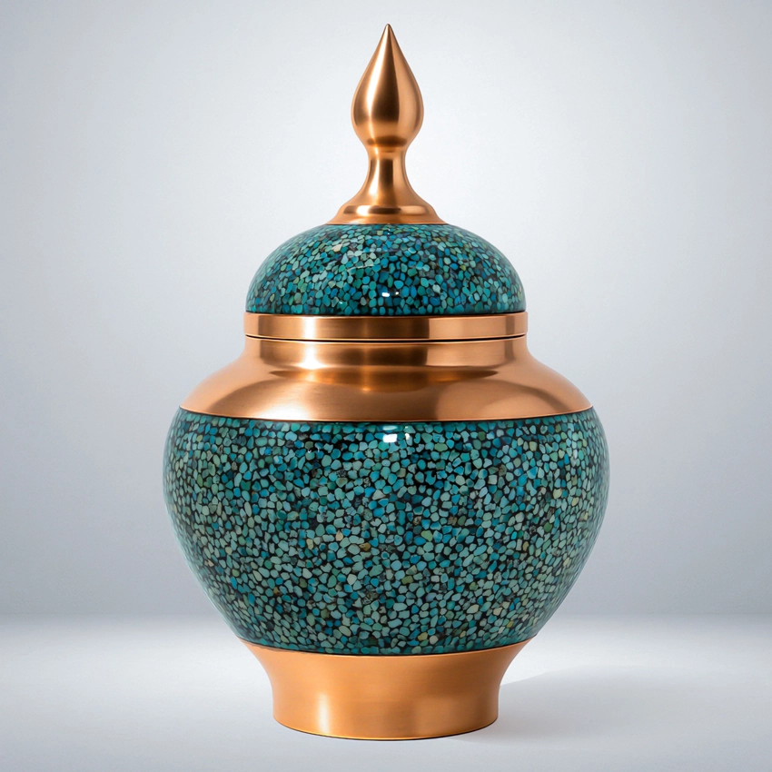 Sugar-Bowl,-Turquoise-Inlaid-on-Copper