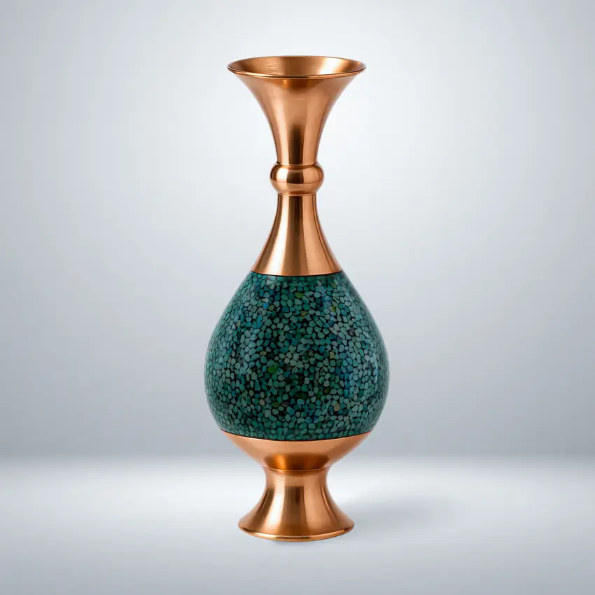 Turquoise-Inlaid-Vase-on-Copper